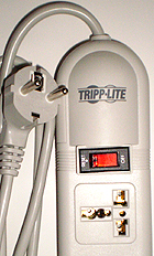 TRIPP LITE SUPER6OMNI Surge Strip 250V German/fr Plug 6 Universal Outlets 6FT Cord 750J. FOR USE IN ANY COUNTRY